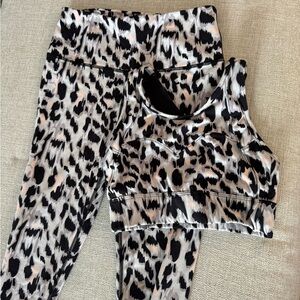 Varley cheetah print bra and legging set
